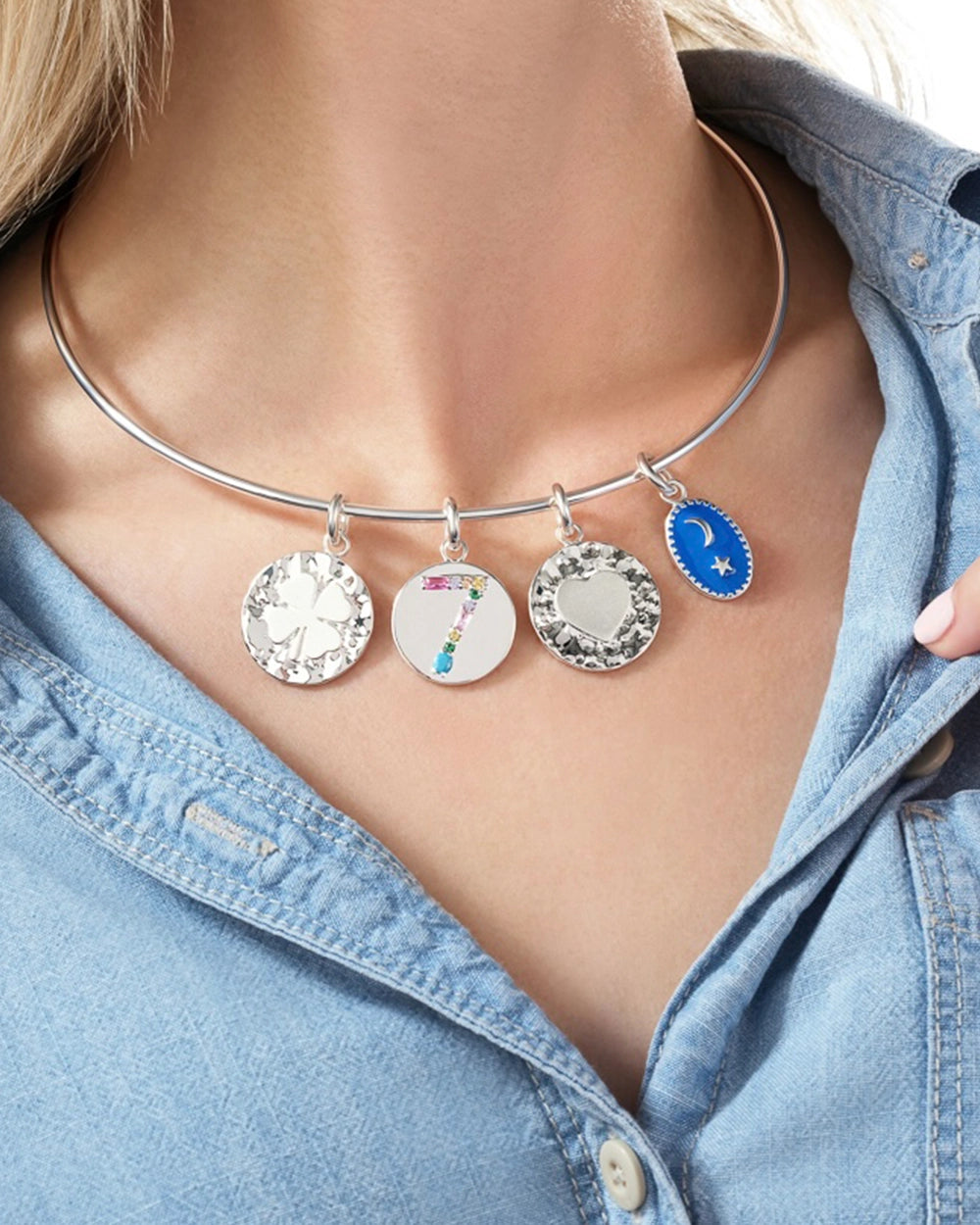 FOUR HEART CLOVER PENDANT, STERLING SILVER