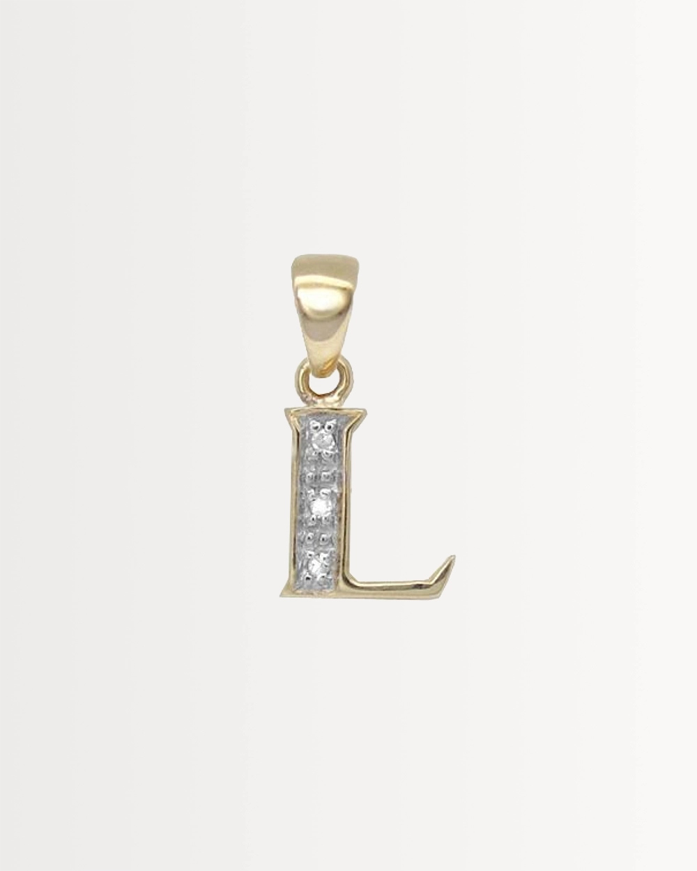 LETTER L INITIAL, SOLID 9CT GOLD & DIAMONDS