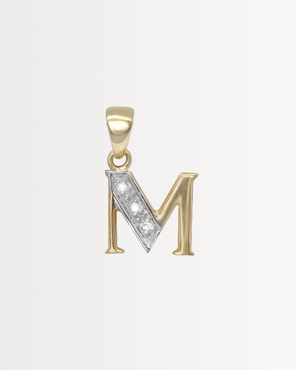 INITIAL M — SOLID 9CT GOLD & DIAMONDS