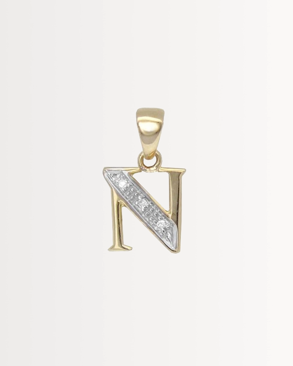 INITIAL N — SOLID 9CT GOLD & DIAMONDS