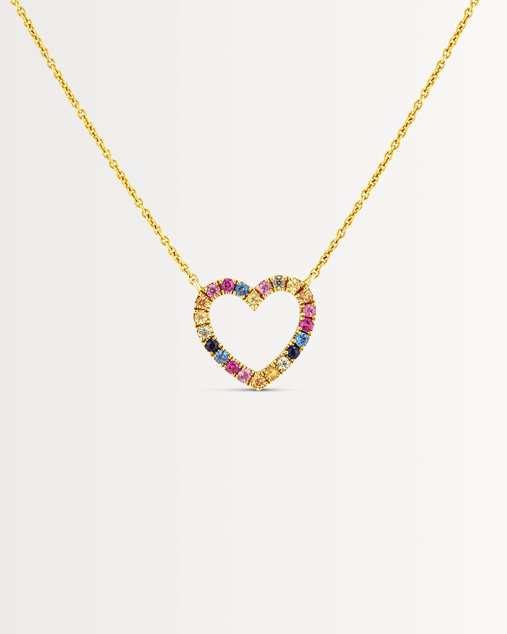 THE RAINBOW HEART NECKLACE, SOLID 9CT GOLD