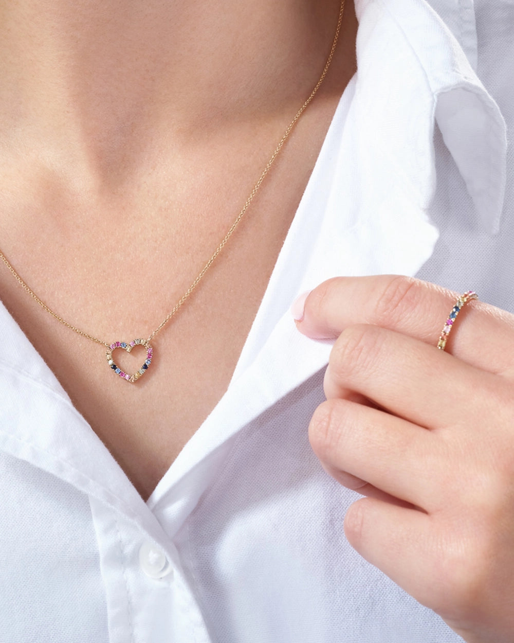 RAINBOW SAPPHIRE STACKING RING, SOLID 9CT GOLD