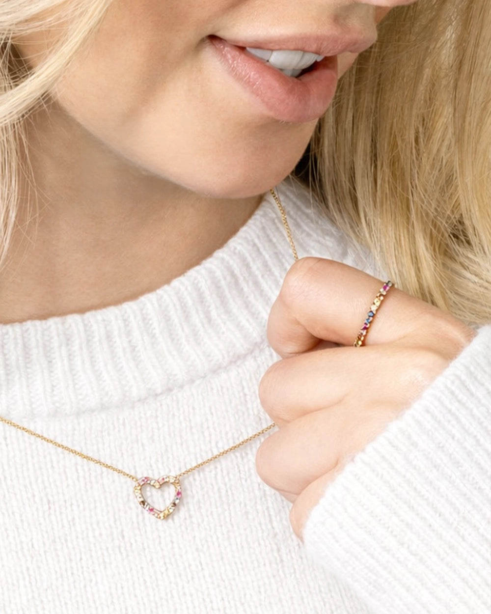 THE RAINBOW HEART NECKLACE, SOLID 9CT GOLD